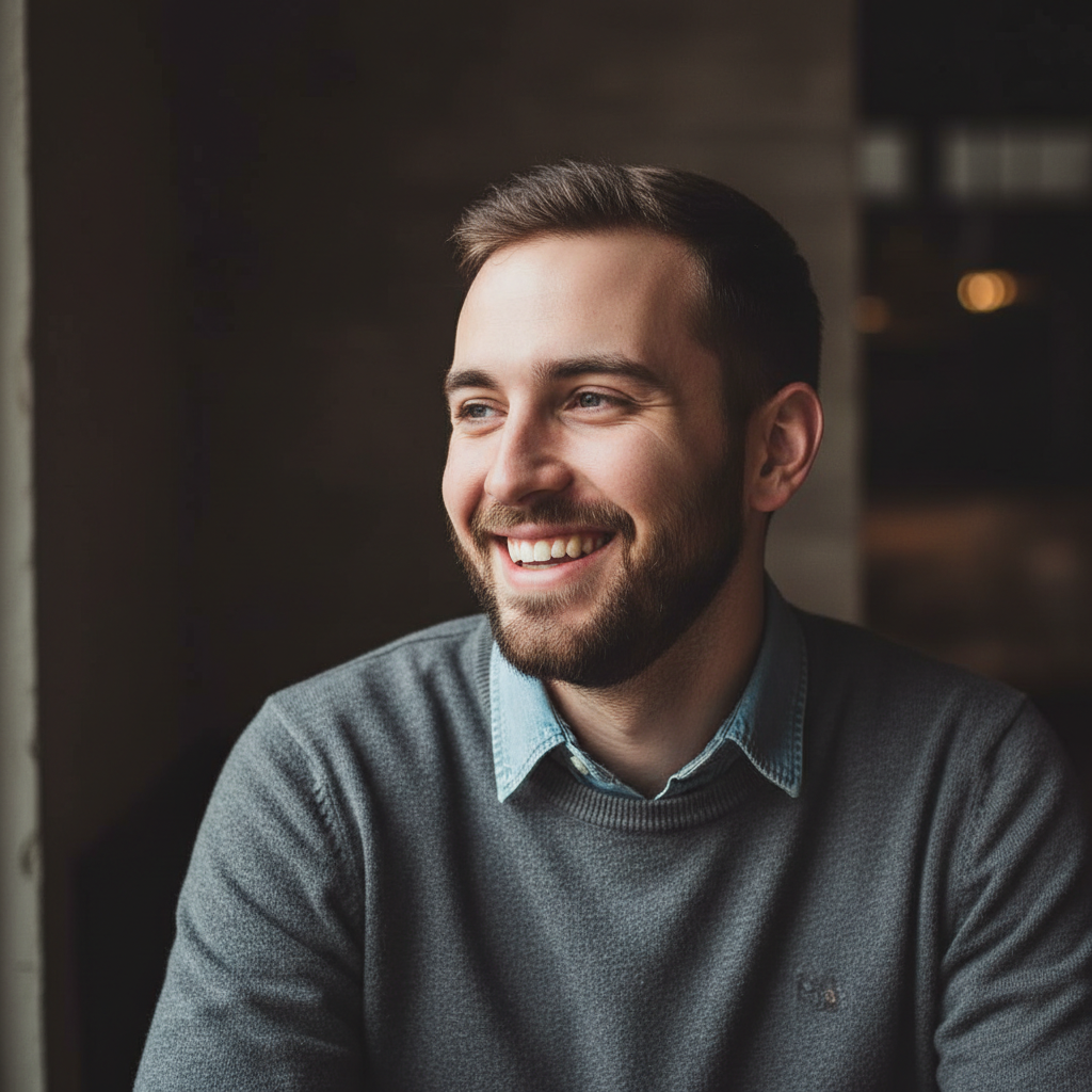 Portrait of a cheerful young man